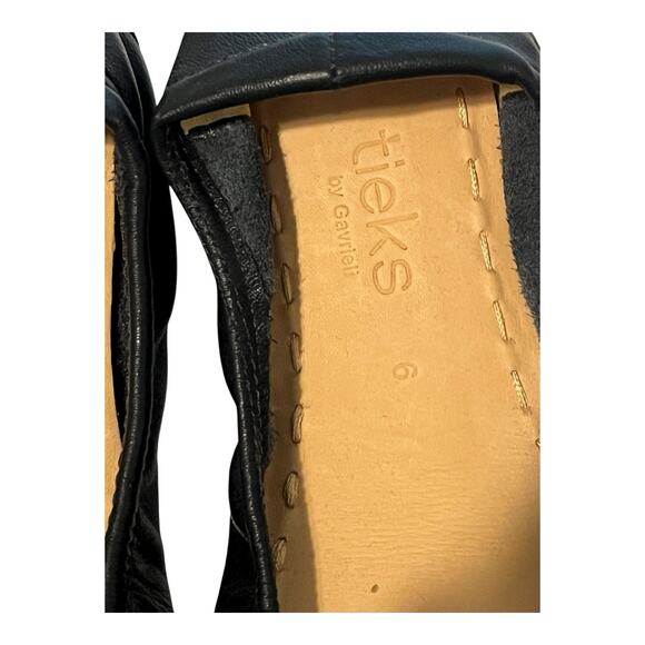 TIEKS by Gavrieli Black Leather Ballet Flats Sz. 6 Foldable Designer Shoes - Picture 6 of 8